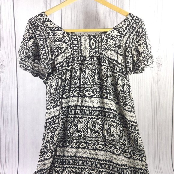 Summer Dress Butterfly Sleeve Long Loose Comfy Top Dress Black/Beige Size XL - Picture 2 of 12